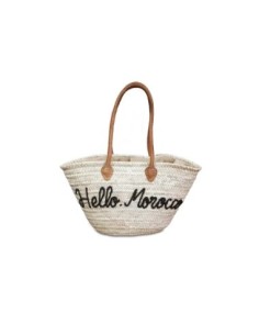 Panier en Paille Hello Morocco Noir